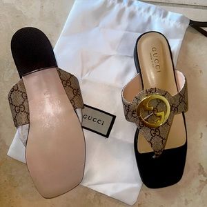 GG logo/black sandals new in dust bag size 39